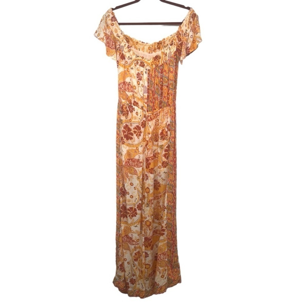 Free People Carmen Printed Off The Shoulder Wide Leg Jumpsuit Women’s Small - Picture 11 of 15